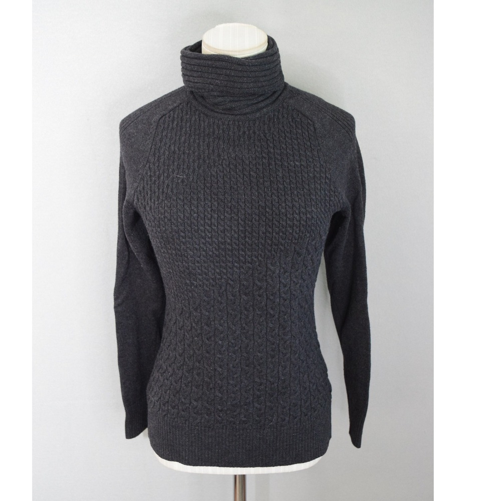 Smartwool Turtleneck Sweater Small Gray Merino Wool Cable Knit Womens Top Dacona